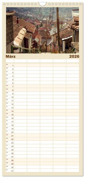 Produktbild: Familienplaner 2026 - Sarajevo - Vielf&auml;ltige Hauptstadt von Bosnien und Herzegowina mit 5 Spalten (Wandkalender, 21 x 45 cm) CALVENDO