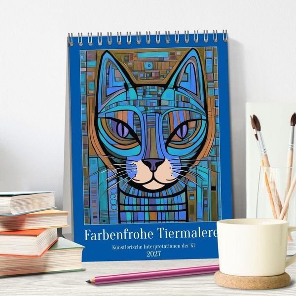 Produktbild: Farbenfrohe Tiermalerei (Tischkalender 2027 DIN A5 hoch), CALVENDO Monatskalender