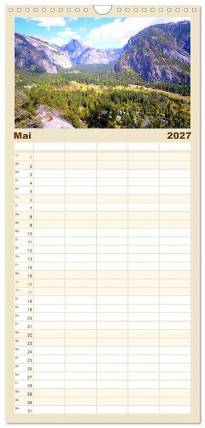 Produktbild: Familienplaner 2027 - Naturwunder und Nationalparks der amerikanischen Westk&uuml;ste mit 5 Spalten (Wandkalender, 21 x 45 cm) CALVENDO