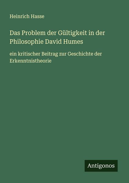 Produktbild: Das Problem der G&uuml;ltigkeit in der Philosophie David Humes