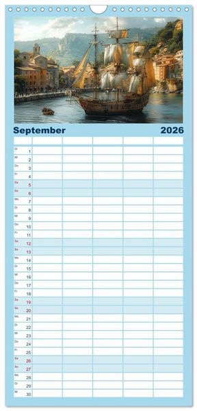 Produktbild: Familienplaner 2026 - Mit den Tr&auml;umen segeln mit 5 Spalten (Wandkalender, 21 x 45 cm) CALVENDO