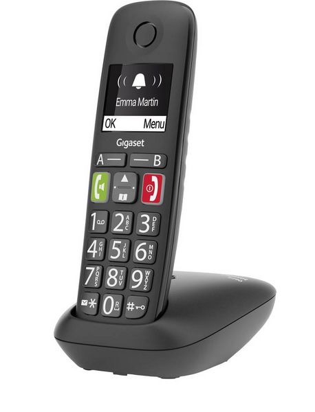 Produktbild: Gigaset E290 DECT/GAP Schnurloses Telefon analog f&uuml;r H&ouml;rger&auml;te kompatibel, Freisprechen, Babyphone Schwarz