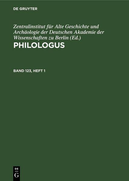 Produktbild: Philologus. Band 123, Heft 1