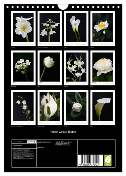 Produktbild: Poesie wei&szlig;er Bl&uuml;ten (Wandkalender 2026 DIN A4 hoch), CALVENDO Monatskalender