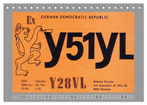 Produktbild: DDR - Ostalgie auf QSL-Karten (Tischkalender 2026 DIN A5 quer), CALVENDO Monatskalender