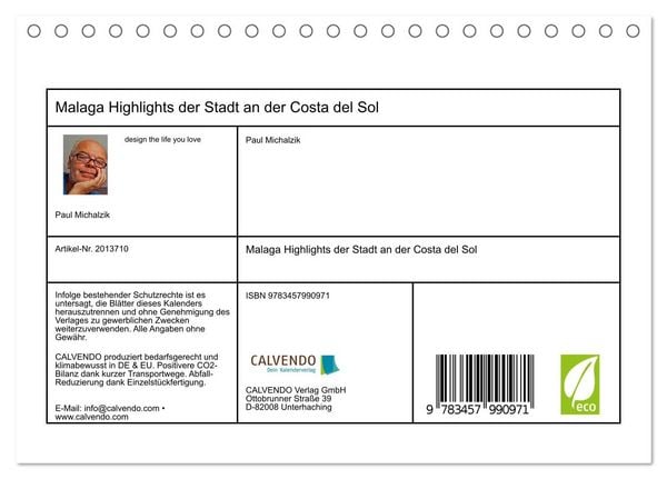 Produktbild: Malaga Highlights der Stadt an der Costa del Sol (Tischkalender 2026 DIN A5 quer), CALVENDO Monatskalender