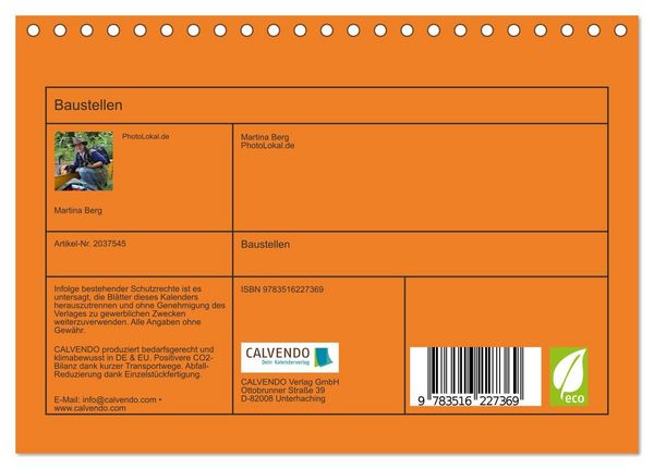 Produktbild: Baustellen (Tischkalender 2026 DIN A5 quer), CALVENDO Monatskalender