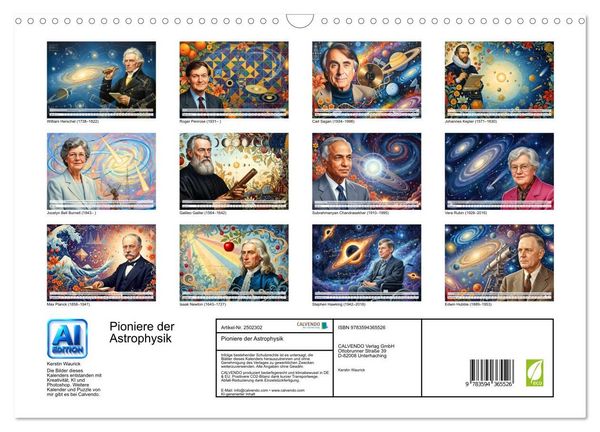 Produktbild: Pioniere der Astrophysik (Wandkalender 2027 DIN A3 quer), CALVENDO Monatskalender