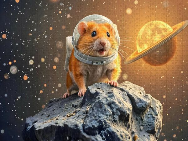 Produktbild: CALVENDO Puzzle Galaktisch s&uuml;&szlig; - Ein Hamster auf gro&szlig;er Mission! | 1000 Teile Lege-Gr&ouml;&szlig;e 64x48cm Foto-Puzzle f&uuml;r gl&uuml;ckliche Stunden