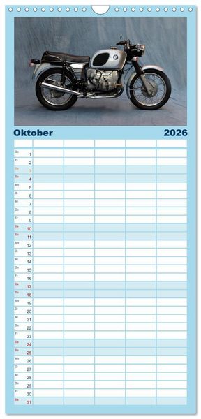Produktbild: Familienplaner 2026 - Deutsche Motorrad Oldtimer mit 5 Spalten (Wandkalender, 21 x 45 cm) CALVENDO