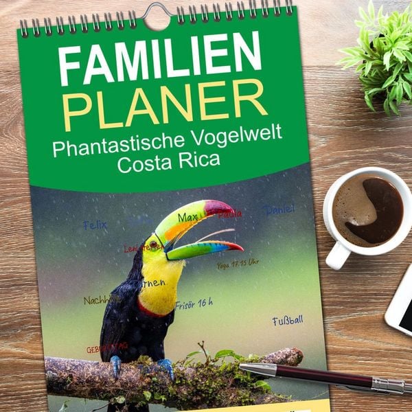 Produktbild: Familienplaner 2026 - Phantastische Vogelwelt Costa Rica mit 5 Spalten (Wandkalender, 21 x 45 cm) CALVENDO