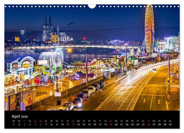 Produktbild: K&ouml;ln Impressionen bei Nacht (Wandkalender 2026 DIN A3 quer), CALVENDO Monatskalender
