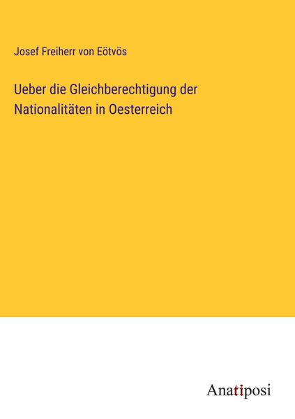 Produktbild: Ueber die Gleichberechtigung der Nationalit&auml;ten in Oesterreich