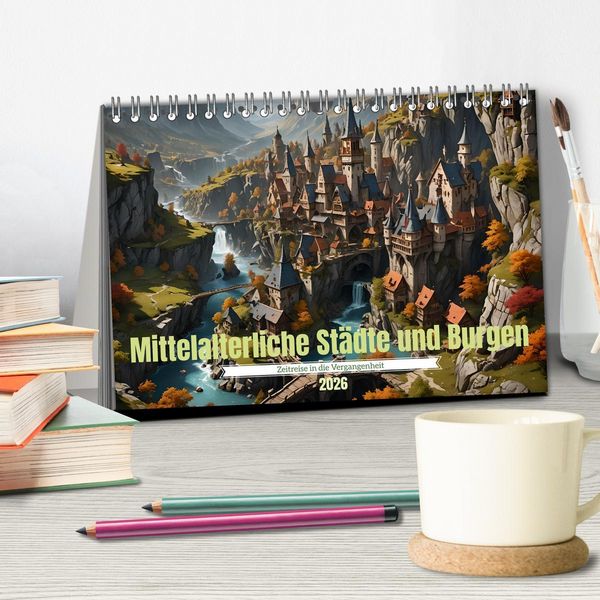 Produktbild: Mittelalterliche St&auml;dte und Burgen (Tischkalender 2026 DIN A5 quer), CALVENDO Monatskalender