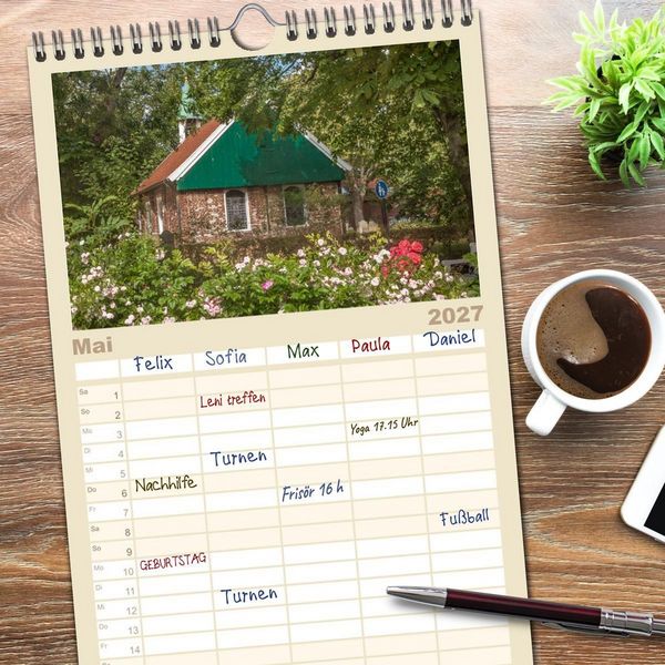 Produktbild: Familienplaner 2027 - Moin Spiekeroog mit 5 Spalten (Wandkalender, 21 x 45 cm) CALVENDO