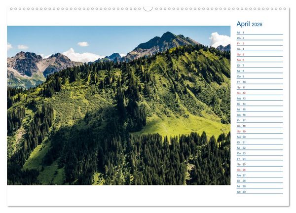 Produktbild: Region Oberstdorf - Kleinwalsertal und Nebelhorn (Wandkalender 2026 DIN A2 quer), CALVENDO Monatskalender