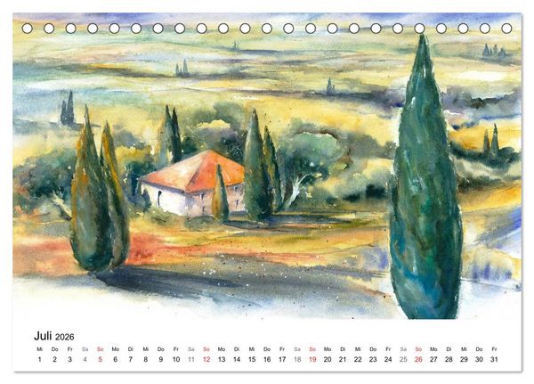 Produktbild: Toskana Aquarelle (Tischkalender 2026 DIN A5 quer), CALVENDO Monatskalender