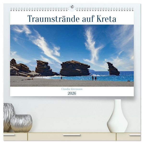 Traumstrände auf Kreta (hochwertiger Premium Wandkalender 2026 DIN A2 quer), Kunstdruck in Hochglanz