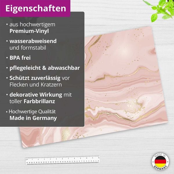 Produktbild: Cover-your-desk Schreibtischunterlage f&uuml;r Kinder rosafarbener Marmor mit Goldadern, aus hochwertigem Vinyl , 60 x 40 cm