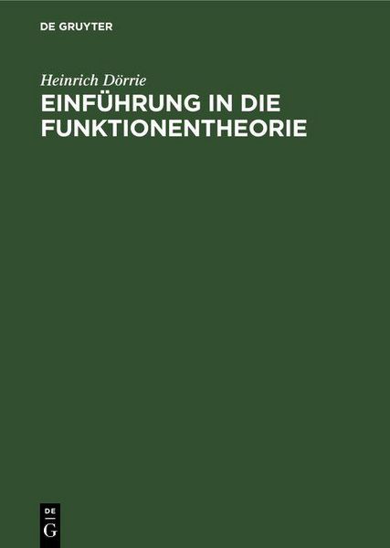 Produktbild: Einf&uuml;hrung in die Funktionentheorie