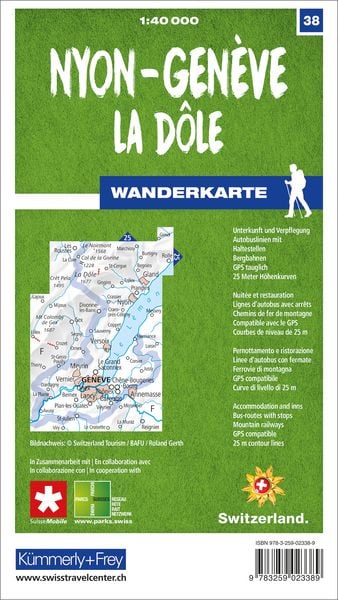 Produktbild: Nyon-Gen&egrave;ve 38 Wanderkarte 1:40 000 matt laminiert
