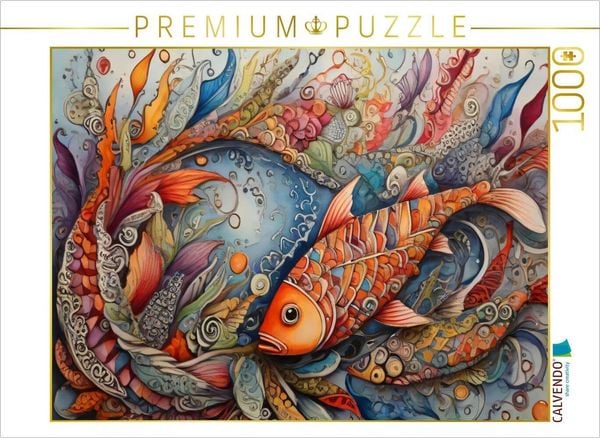 Produktbild: CALVENDO Puzzle Fisch, zentangle, farbenfroh, Fantasie, fantasievoll, bunt, orange, wasser, lustig, Tier, Kinderzimmer, Kinder | 1000 Teile Lege-Gr&ouml;&szlig;e