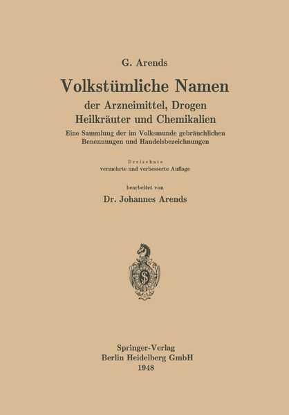 Produktbild: Volkst&uuml;mliche Namen der Arzneimittel, Drogen Heilkr&auml;uter und Chemikalien