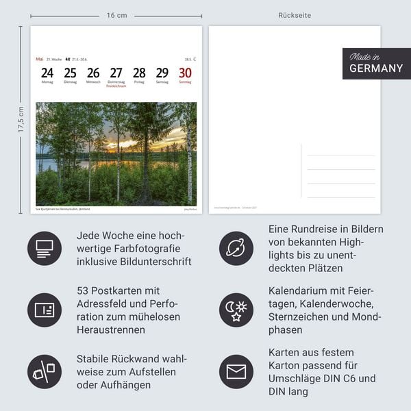 Produktbild: Schweden Sehnsuchtskalender 2027 - Wochenkalender mit 53 Postkarten