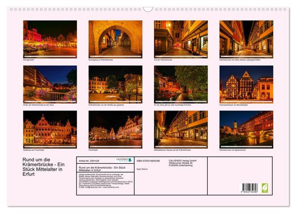 Produktbild: Rund um die Kr&auml;merbr&uuml;cke - Ein St&uuml;ck Mittelalter in Erfurt (Wandkalender 2026 DIN A2 quer), CALVENDO Monatskalender