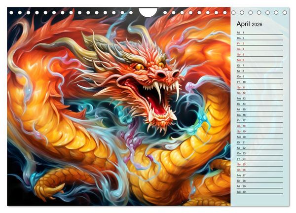 Produktbild: Drachen-Jahr - Kalenderplaner im Stile des chinesischen Tierkreiszeichens (Wandkalender 2026 DIN A4 quer), CALVENDO Monatskalender
