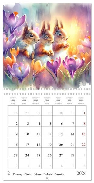 Produktbild: Magie de l'&eacute;cureuil (Calendrier mural carr&eacute; 2026 30x30 cm) Calendrier double avec une page pour vos prises de notes