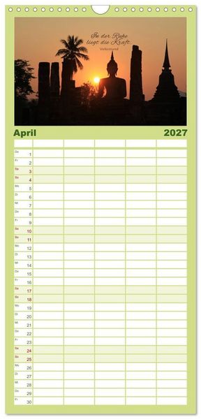 Produktbild: Familienplaner 2027 - Ruhe und Gelassenheit 2027 mit 5 Spalten (Wandkalender, 21 x 45 cm) CALVENDO
