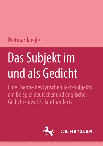 Produktbild: Das Subjekt im und als Gedicht