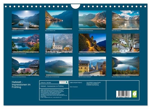 Produktbild: Hallstatt - Impressionen im Fr&uuml;hling (Wandkalender 2026 DIN A4 quer), CALVENDO Monatskalender