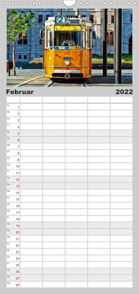 Produktbild: Durch die Welt mit der Stra&szlig;enbahn - Familienplaner hoch (Wandkalender 2022 , 21 cm x 45 cm, hoch)