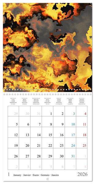 Produktbild: Art abstrait ensoleill&eacute; (Calendrier mural carr&eacute; 2026 30x30 cm) Calendrier double avec une page pour vos prises de notes