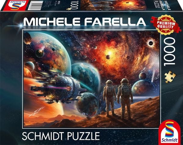 Schmidt Spiele 58536 - Kosmische Farbenpracht, Reise ins Weltall, Puzzle Michele Farella 1.000 Teile