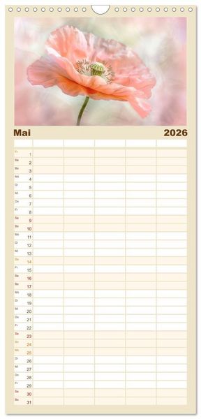 Produktbild: Familienplaner 2026 - Bezaubernde Mohnblumen mit 5 Spalten (Wandkalender, 21 x 45 cm) CALVENDO