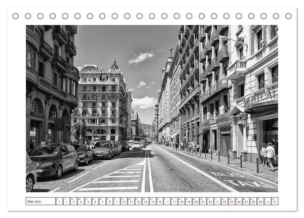 Produktbild: Barcelona Photografien in Schwarz / Wei&szlig; (Tischkalender 2026 DIN A5 quer), CALVENDO Monatskalender