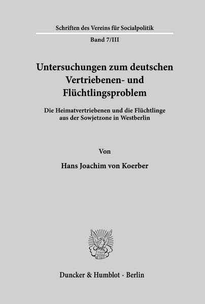 Produktbild: Untersuchungen zum deutschen Vertriebenen- und Fl&uuml;chtlingsproblem.