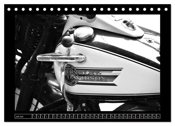 Produktbild: Harley Davidson WLA 750 in Schwarzweiss (Tischkalender 2026 DIN A5 quer), CALVENDO Monatskalender