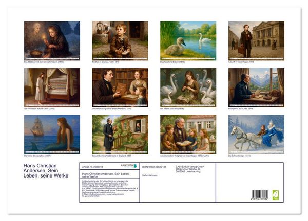 Produktbild: Hans Christian Andersen. Sein Leben, seine Werke (Wandkalender 2026 DIN A2 quer), CALVENDO Monatskalender