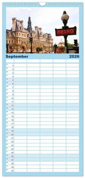 Produktbild: Familienplaner 2026 - Paris mit 5 Spalten (Wandkalender, 21 x 45 cm) CALVENDO