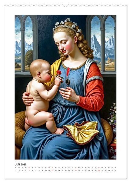 Produktbild: Marienbilder der Renaissance neu interpretiert (Wandkalender 2026 DIN A2 hoch), CALVENDO Monatskalender