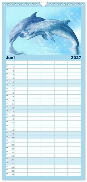 Produktbild: Familienplaner 2027 - Delfine - Kalender mit 5 Spalten (Wandkalender, 21 x 45 cm) CALVENDO