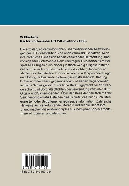 Produktbild: Rechtsprobleme der HTLV-III-Infektion (AIDS)