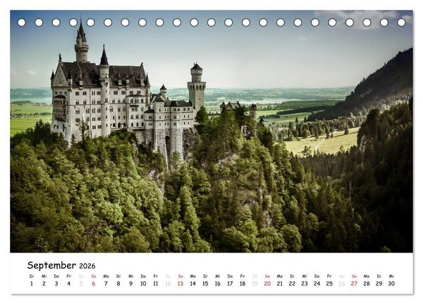Produktbild: Schl&ouml;sser und G&auml;rten S&uuml;ddeutschland (Tischkalender 2026 DIN A5 quer), CALVENDO Monatskalender