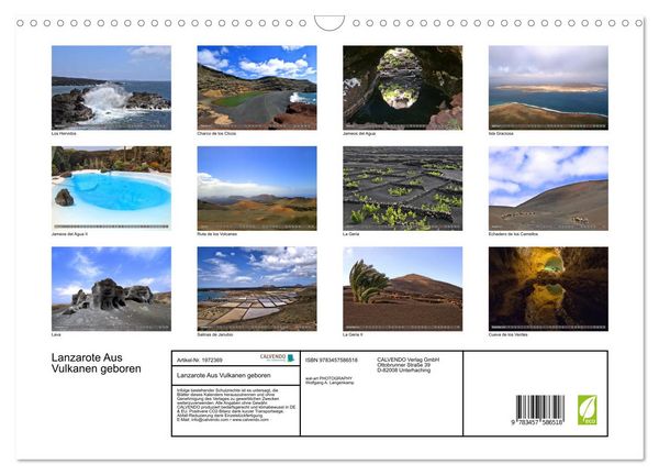 Produktbild: Lanzarote Aus Vulkanen geboren (Wandkalender 2026 DIN A3 quer), CALVENDO Monatskalender