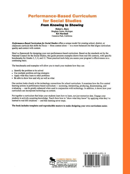 Produktbild: Performance-Based Curriculum for Social Studies