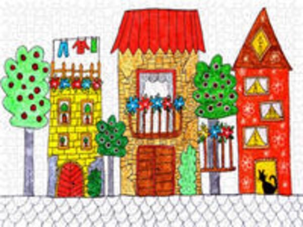 CALVENDO Puzzle Drei bunte Häuser | 1000 Teile Lege-Größe 64 × 48 cm Foto-Puzzle für glückliche Stunden